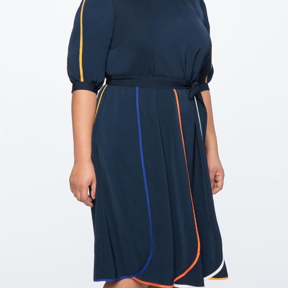 Puff Sleeve Dress with Piping - Size 20 - NWT